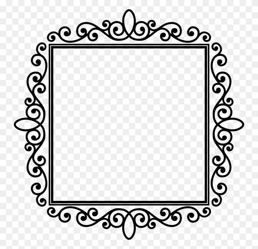 750x750 Black And White Motif Square Area Download - Simple Flourish PNG