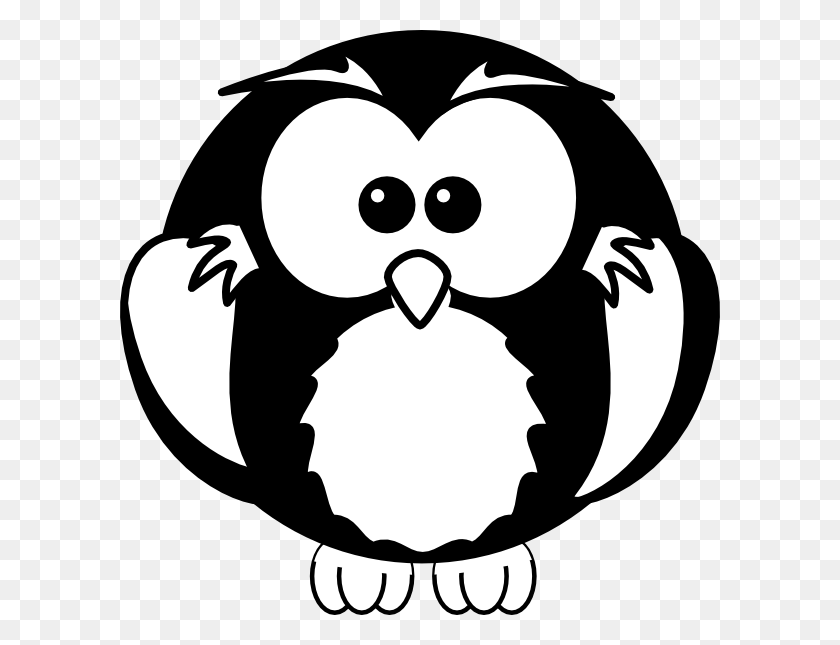 600x585 Black And White Owl Clip Art - Owl Clipart Black And White