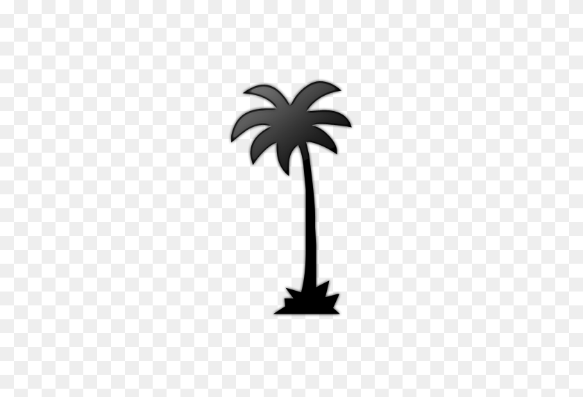 512x512 Black And White Palm Tree Clip Art - Palm Tree Silhouette Clipart