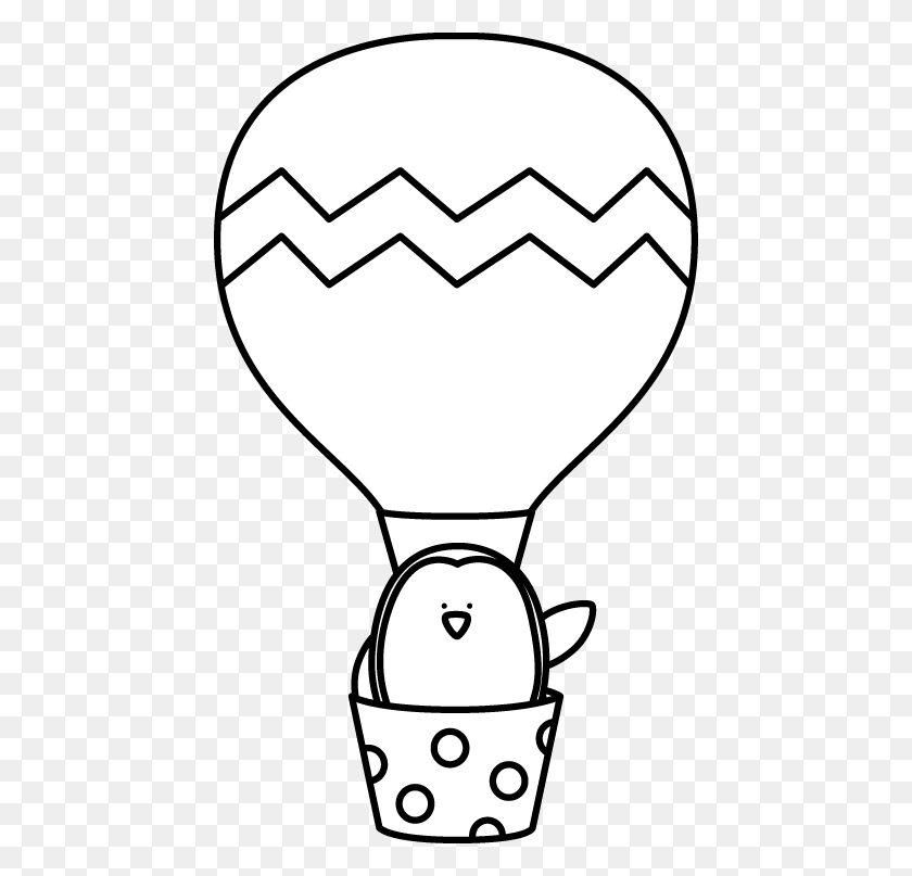 446x747 Black And White Penguin In A Hot Air Balloon Air Balloons - Hot Air Balloon Black And White Clipart