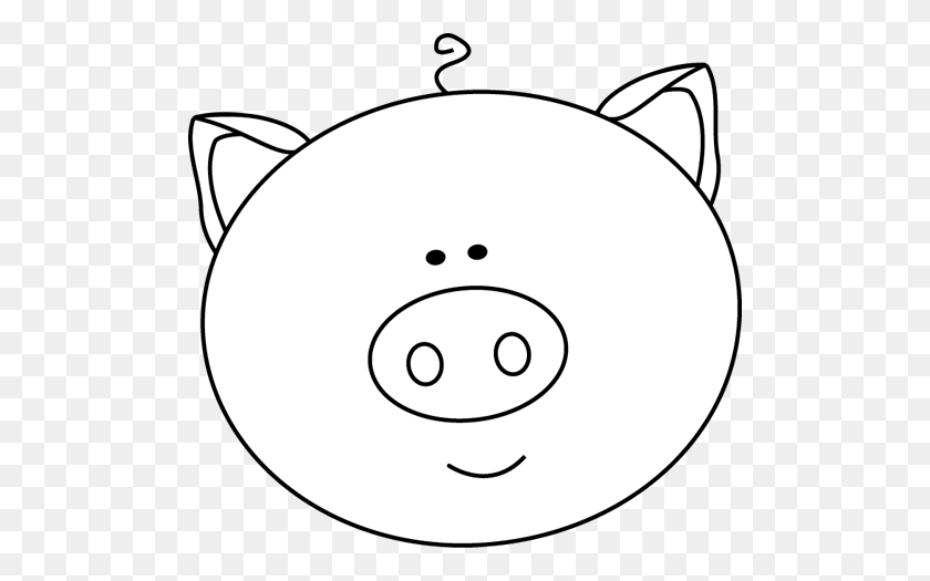 500x465 Black And White Pig Face Clip Art - Pig Face Clipart Black And White