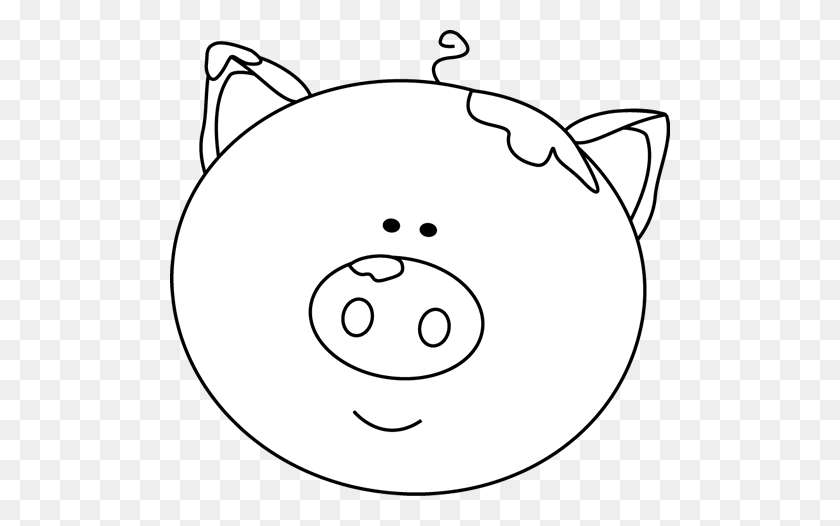 Black And White Pig Face With Mud Clip Art - Pig Black And White Clipart