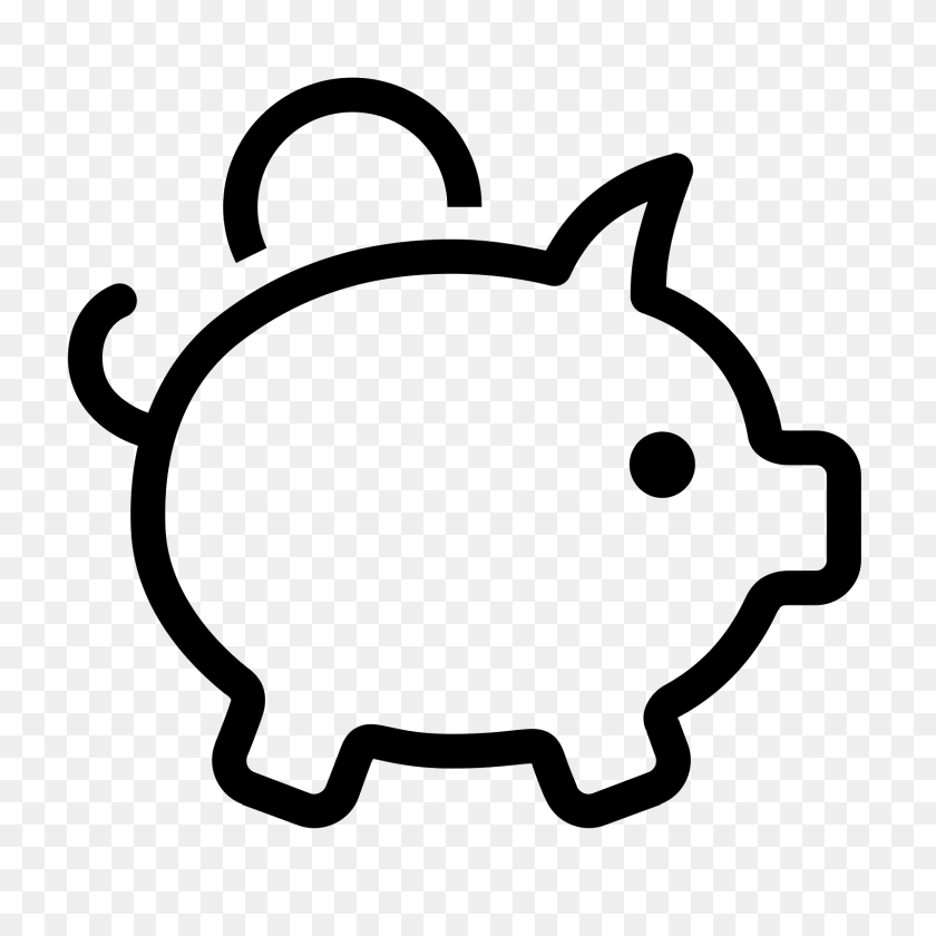 1600x1600 Black And White Piggy Bank Png Transparent Black And White Piggy - Piggy Bank Clipart
