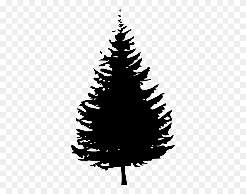 354x600 Black And White Pine Tree Clipart - Spruce Tree Clip Art
