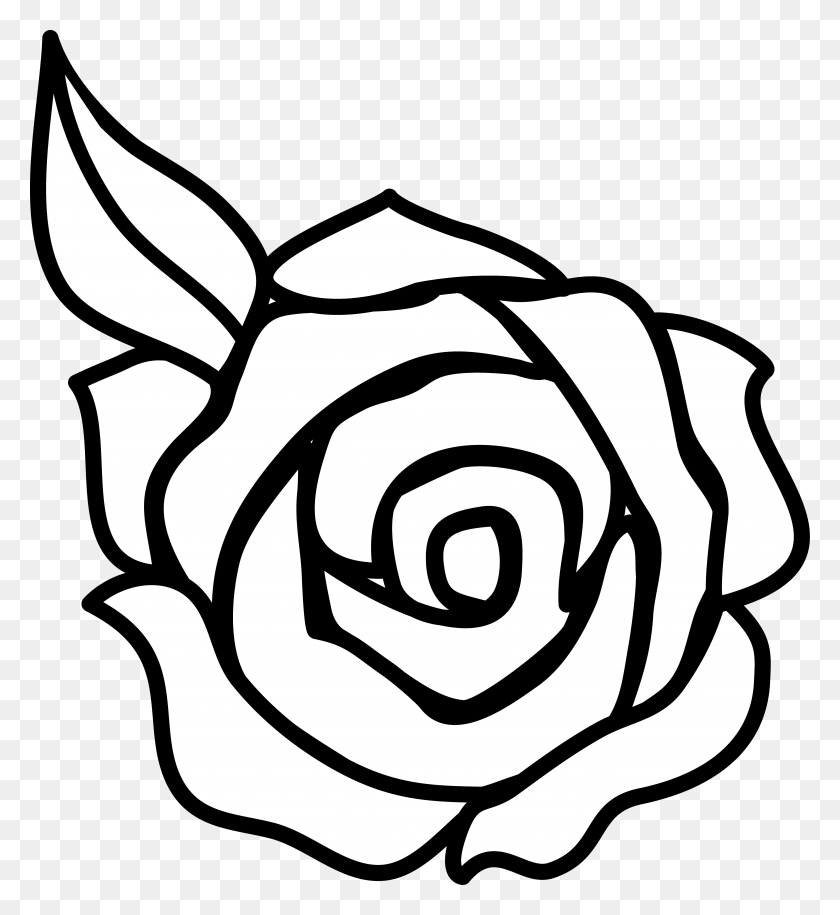 4042x4434 Black And White Rose Border Clip Art - Simple Frame Clipart