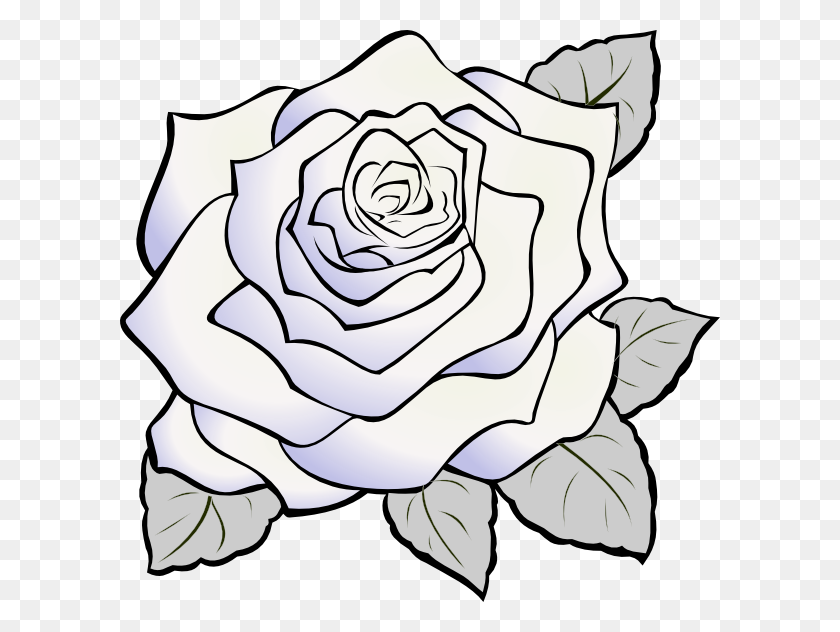 600x572 Black And White Rose Clipart Image Group - Rose Bud Clipart