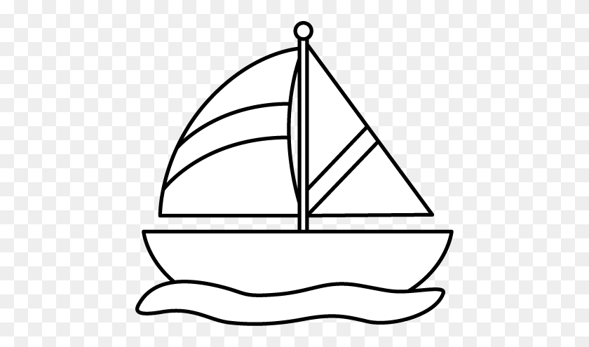454x435 Black And White Sailboat In Water Maritimes - Sailboat Clipart Black And White