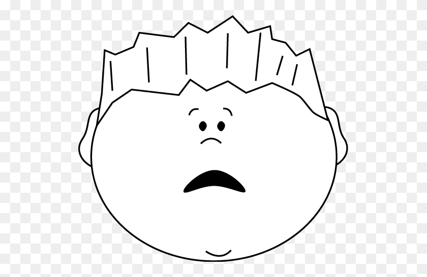 531x486 Black And White Scared Face Boy Clip Art Kids Clip - Face Clipart Black And White