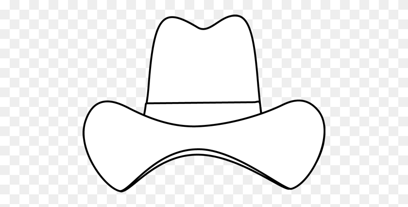 500x366 Черно-Белые Простые Шаблоны Ковбойской Шляпы Ковбой - Праздничная Шляпа Клипарт Черно-Белый