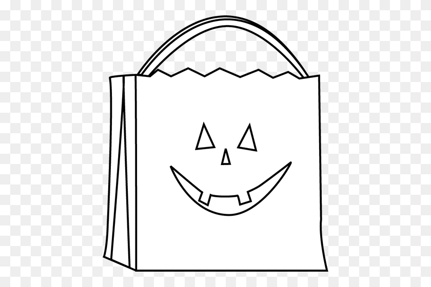 440x500 Black And White Trick Or Treat Bag Clip Art - Bag Clipart Black And White