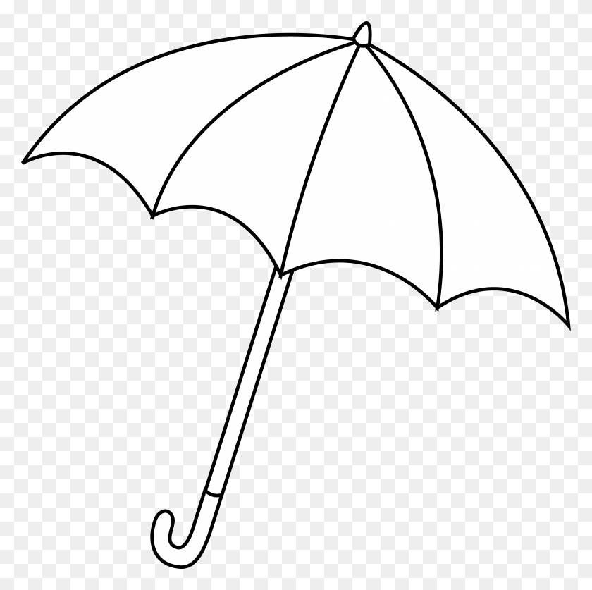 6666x6647 Black And White Umbrella Lineart - Umbrella Rain Clipart