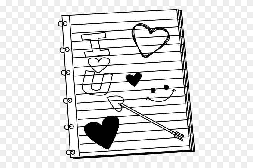 456x500 Black And White Valentine's Day Notebook Scribbles Clip Art - Scribble Clipart