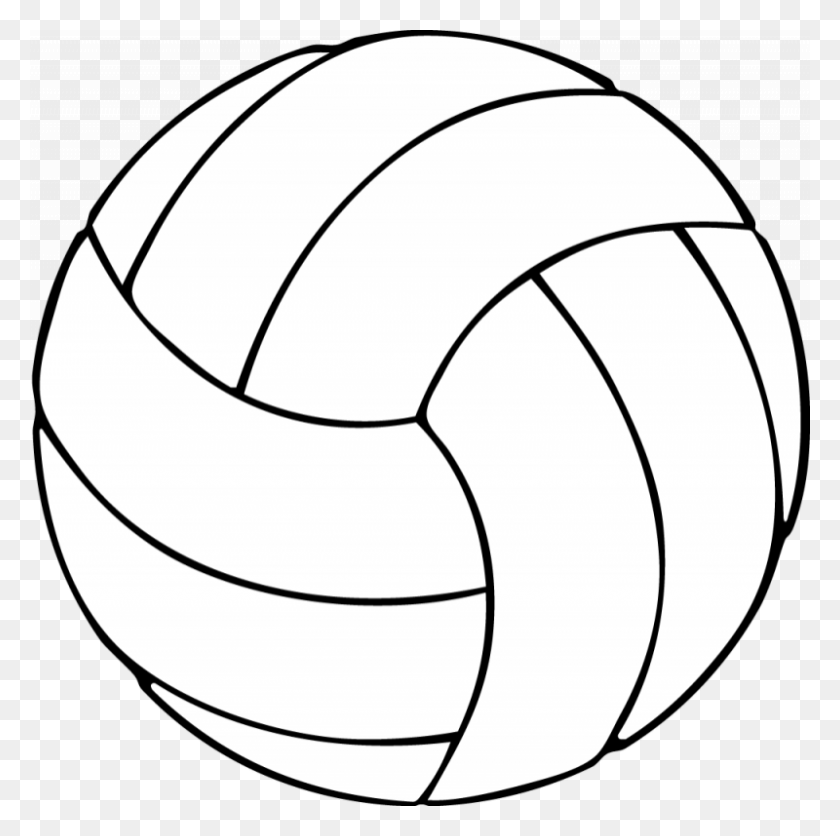 800x796 Black And White Volleyball - Volleyball Court Clipart
