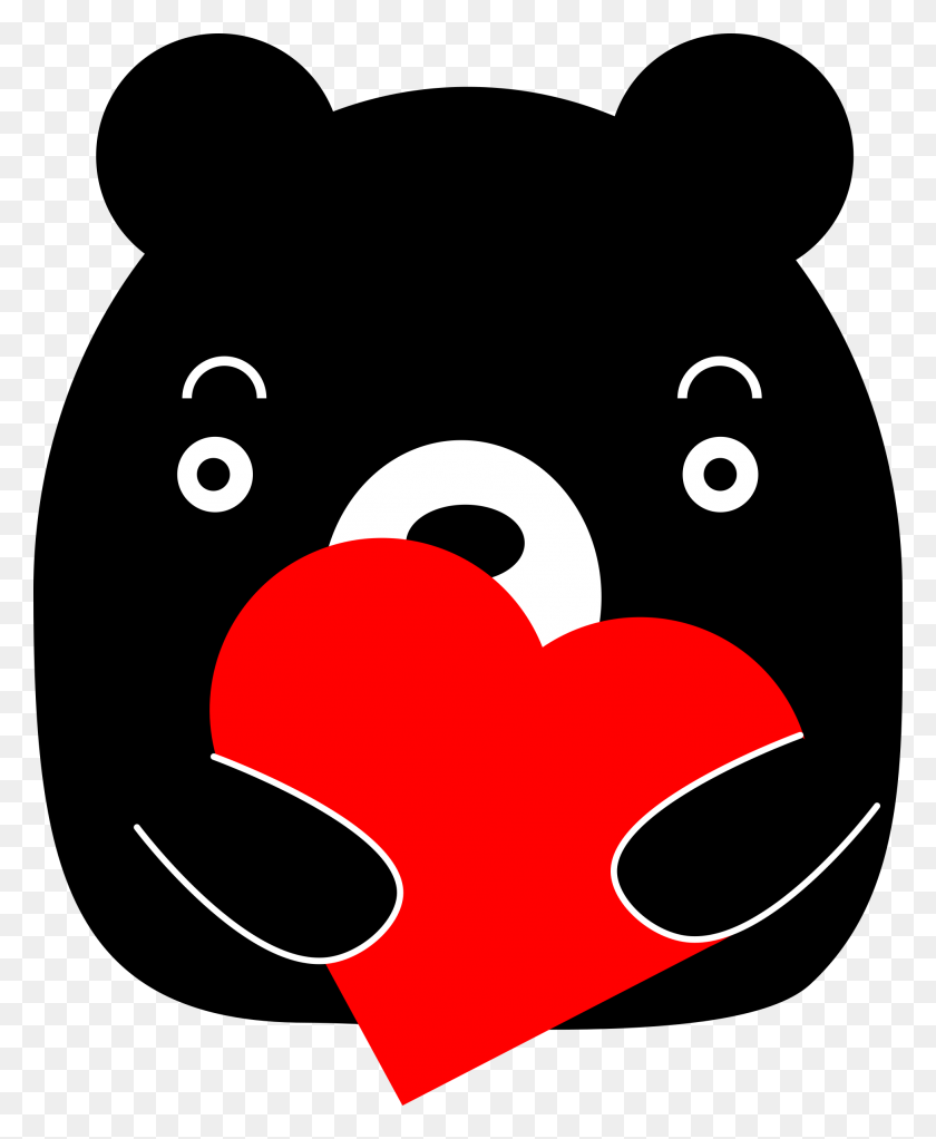 1944x2400 Black Bear Holding A Heart Icons Png - Black Bear PNG