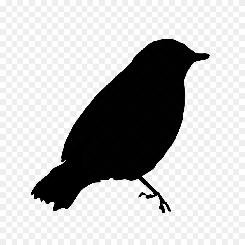 2400x2400 Black Bird Clipart - Singing Clipart Black And White