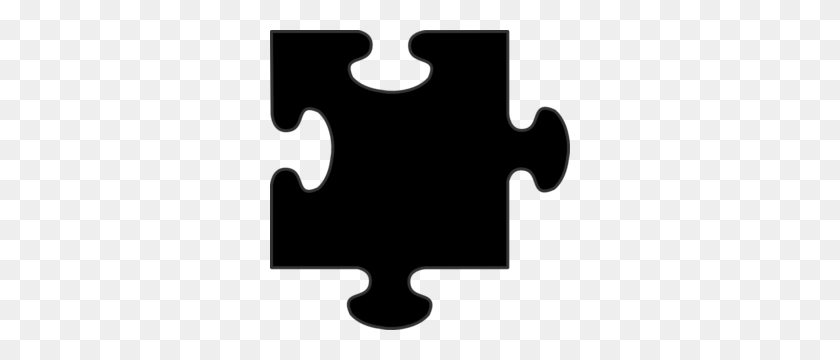 300x300 Black Border Puzzle Piece Clip Art - Puzzle Pieces Clipart Black And White