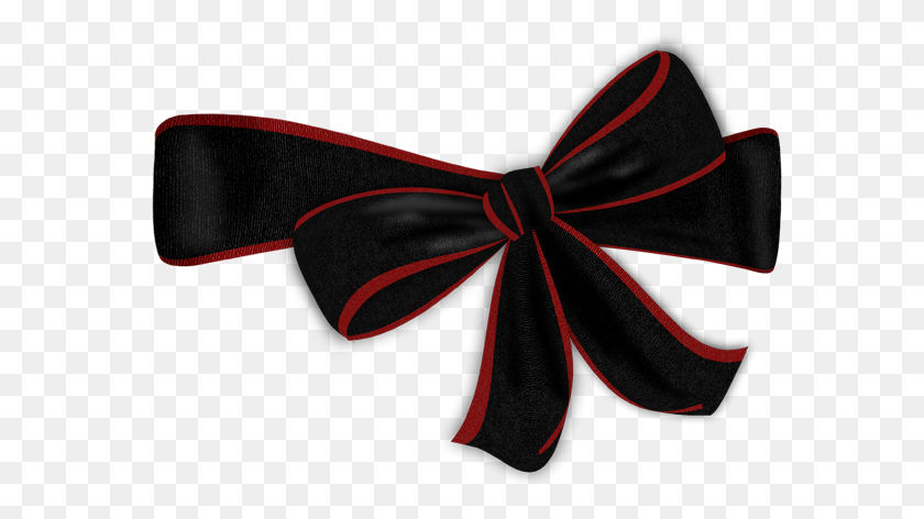 600x412 Black Bow With Red Edge - Black Bow PNG