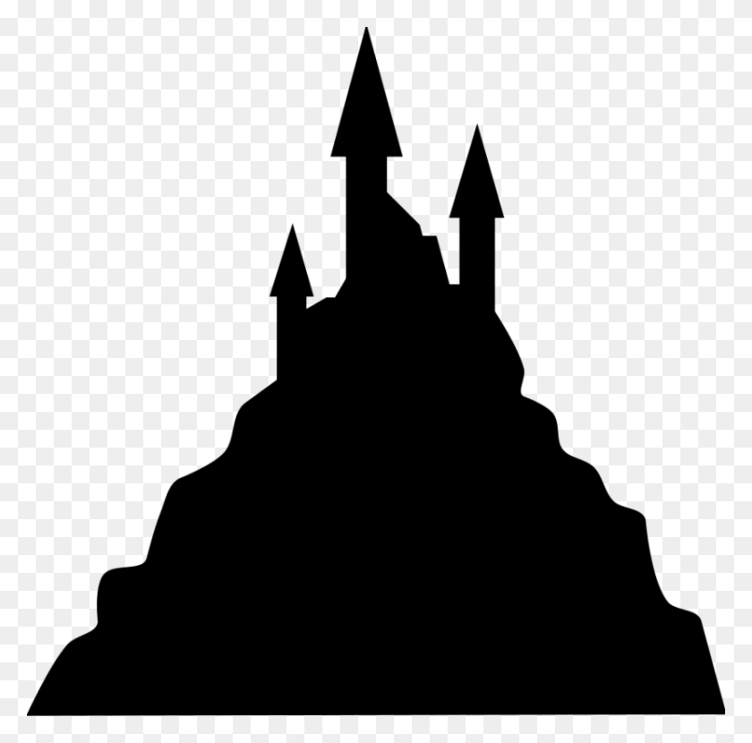 830x820 Black Cartoon Disney Castle - Hogwarts Castle Clipart