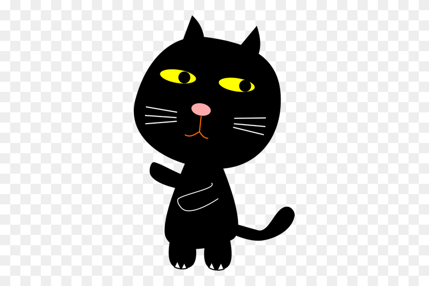 315x500 Black Cat And Moon Vector Clip Art - Black Cat Face Clipart