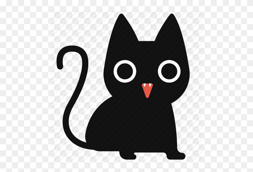 Black Cat, Cartoon, Cat, Cute, Halloween, Horror Icon - Cute Cat PNG