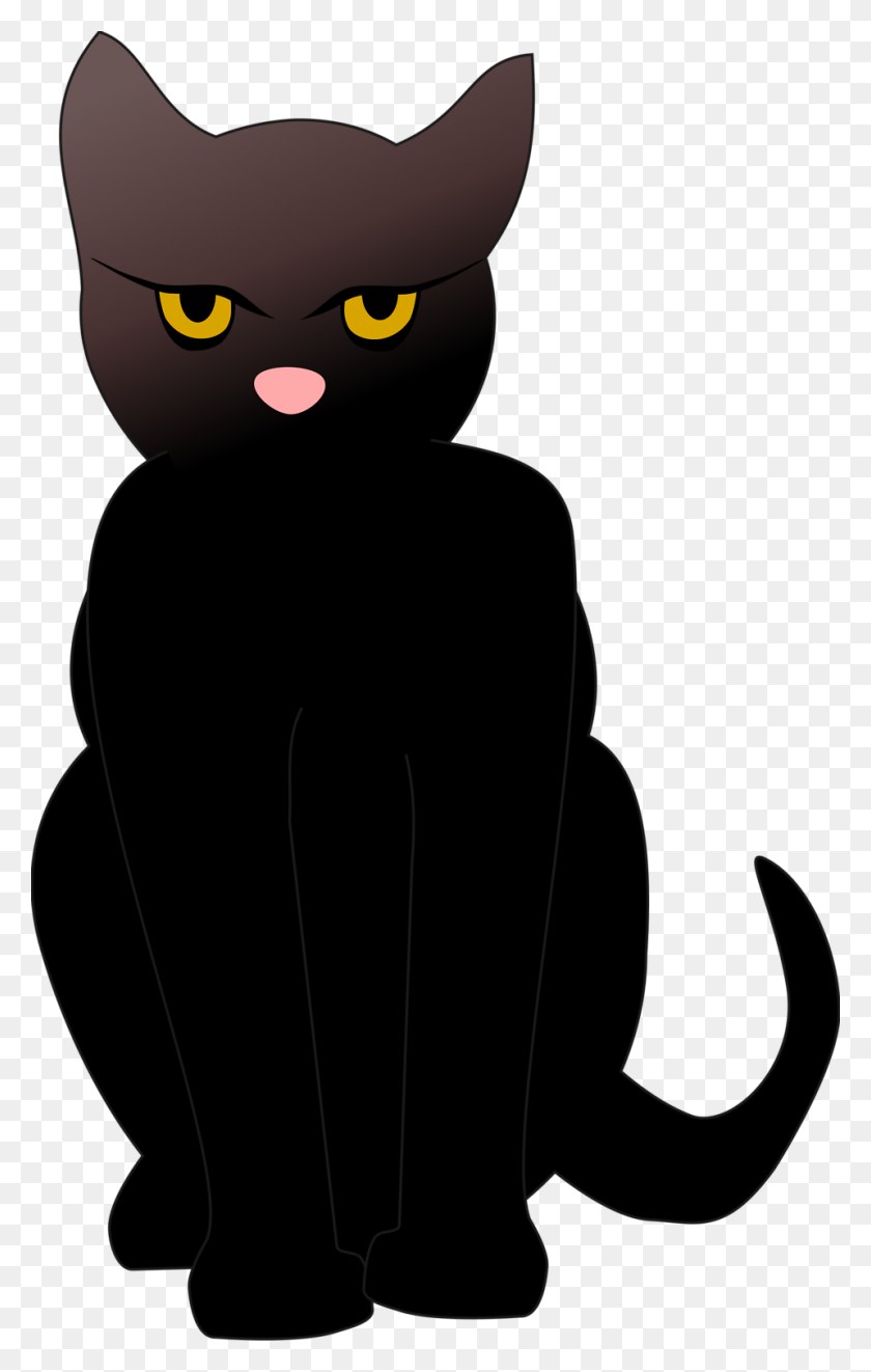 958x1551 Gato Negro Clipart Enojado - Mean Cat Clipart