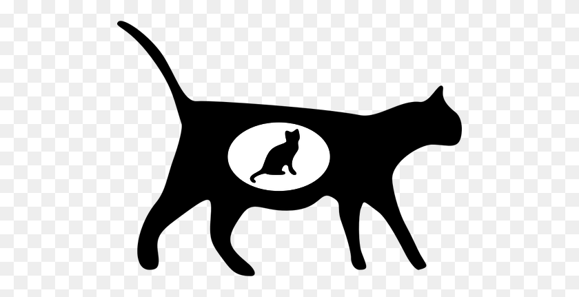 500x371 Black Cat Silhouette Clip Art Free - Scared Clipart Black And White