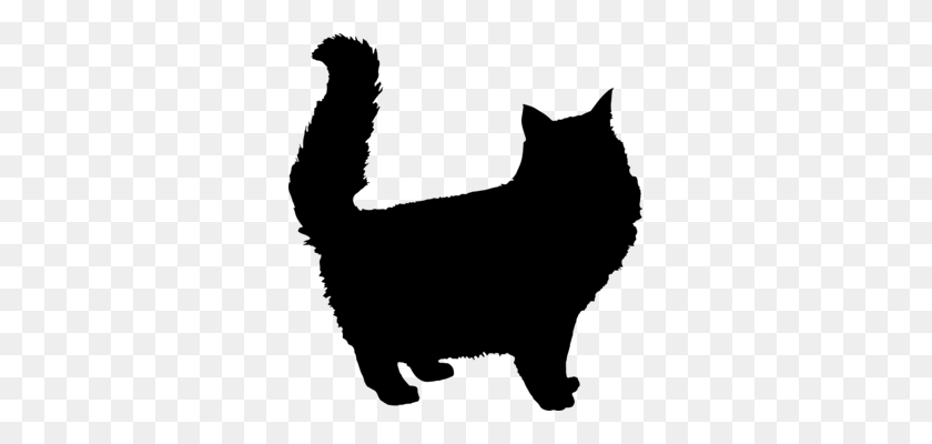 319x340 Black Cat Silhouette Drawing - Fluffy Cloud Clipart