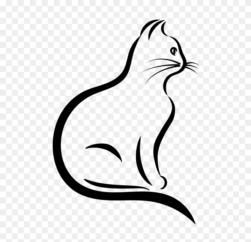528x749 Black Cat Silhouette Drawing Stencil - White Cat PNG