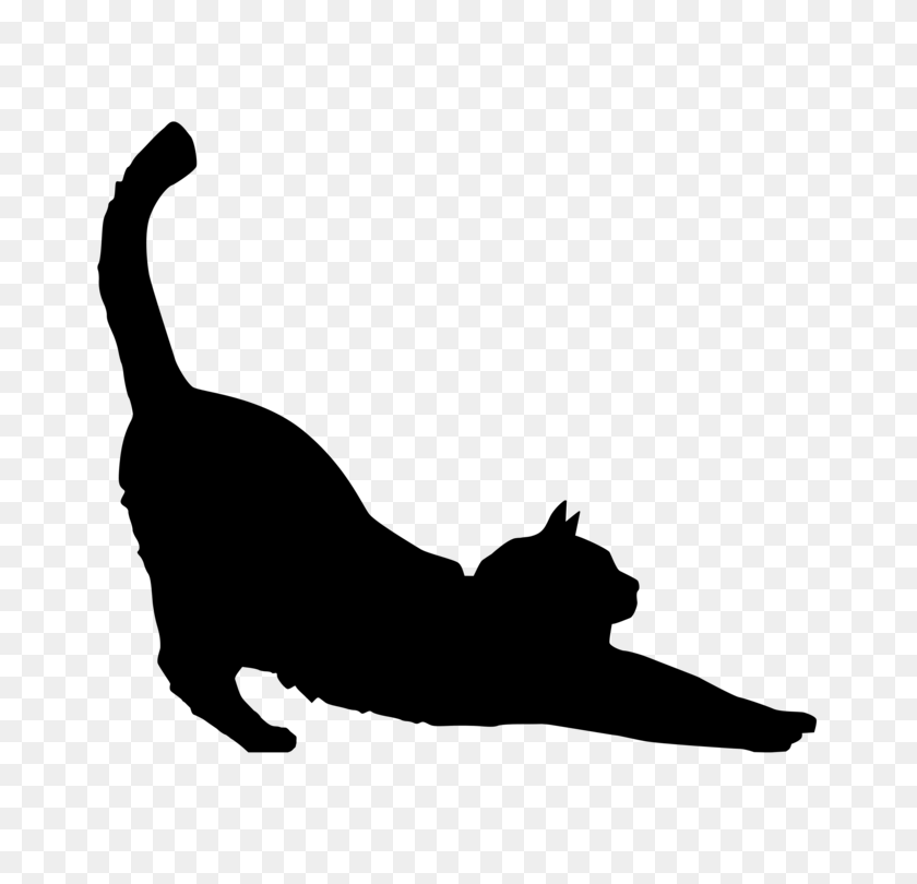 750x750 Black Cat Silhouette Kitten - Fluffy Cat Clipart