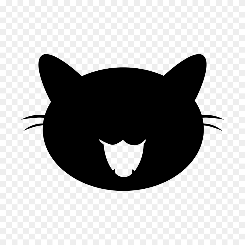 1000x1000 Черная Кошка Вектор - Голова Кошки Png