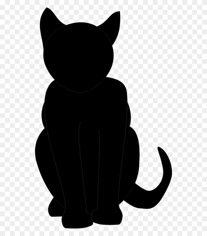 556x900 Black Cat Vector File, Vector Clip Art Mir V - Fluffy Cat Clipart