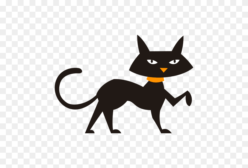 512x512 Black Cat Walking Cat Silhouette - Black Cat PNG