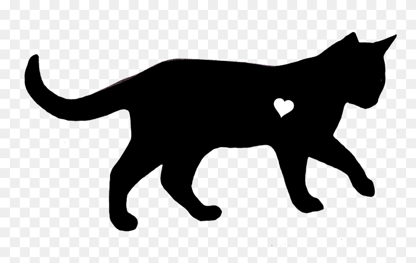 1181x715 Black Cat With Heart Silhouette Clip Art Dog Cat Clip Art - Cat Outline Clipart