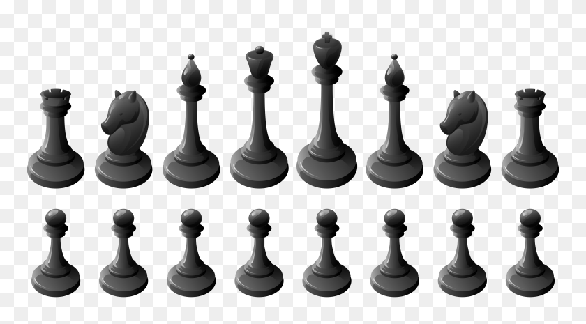 7160x3723 Black Chess Pieces Png Clipart - Game Pieces Clip Art
