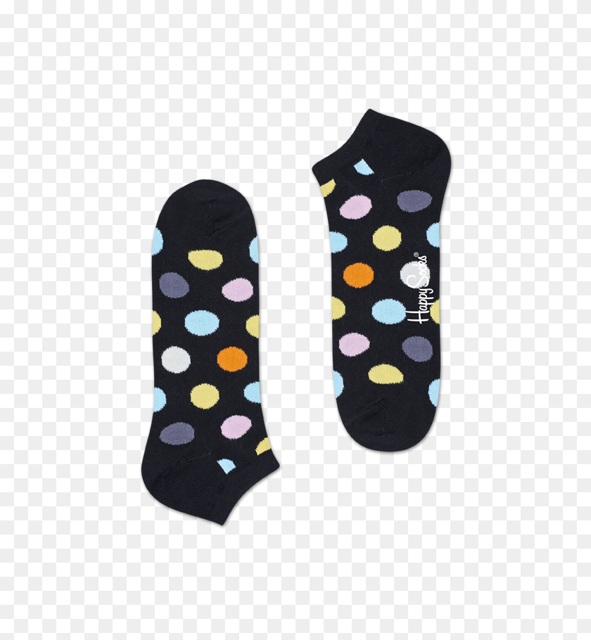 605x850 Black Cotton Low Socks Big Dot Pattern Happy Socks - Dot Pattern PNG