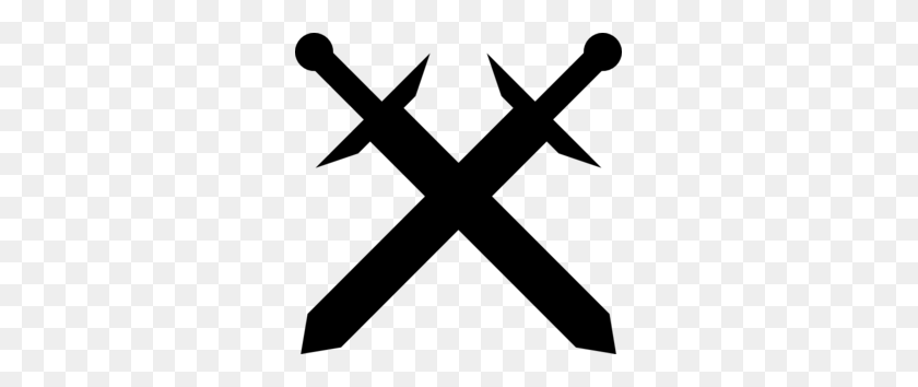 299x294 Black Crossed Swords Clip Art - Swords PNG
