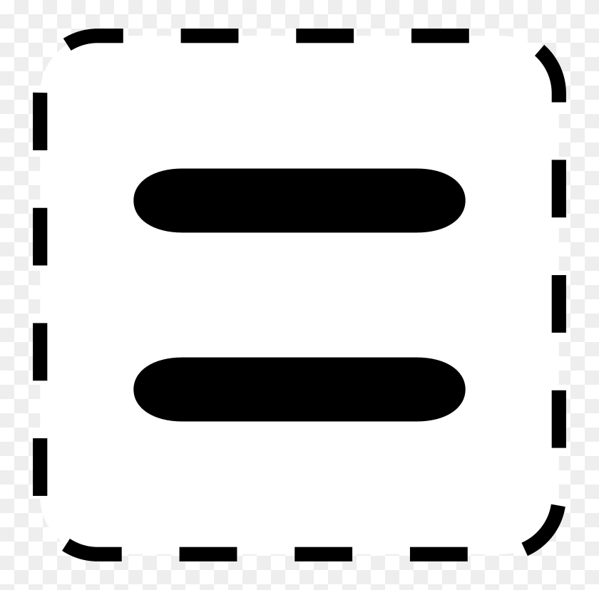 768x768 Черный Знак Равенства На Белом Закругленном Квадрате С Черным Пунктиром - Знак Равенства Png