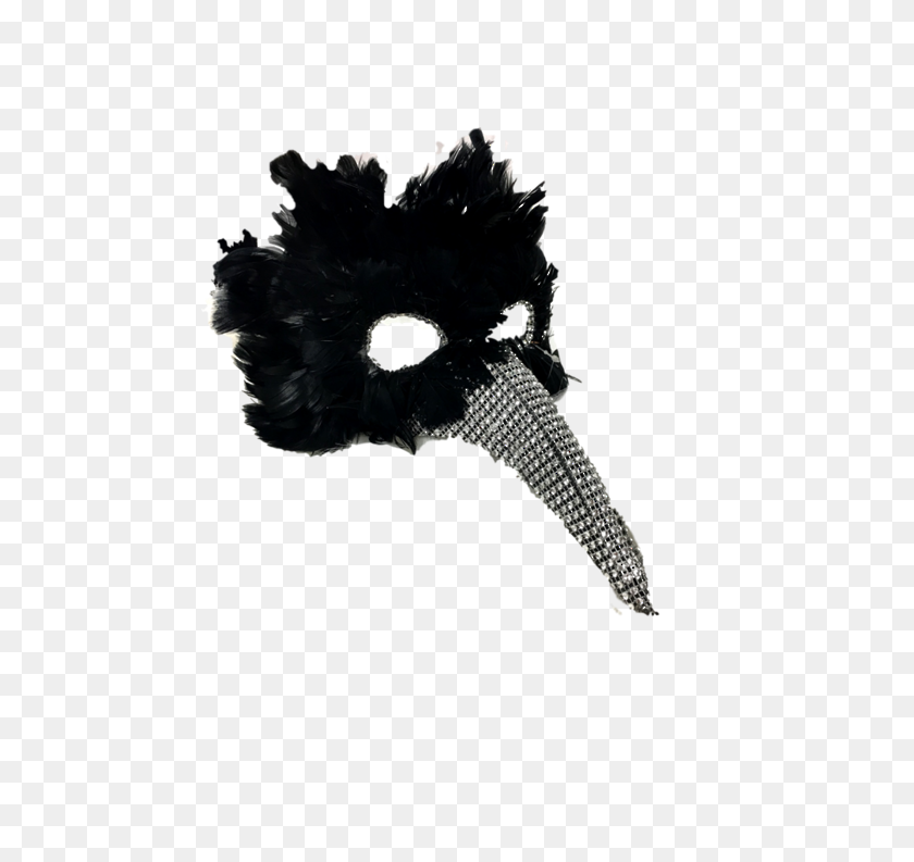 550x733 Black Feather Mask With Silver Nose - Black Feather PNG