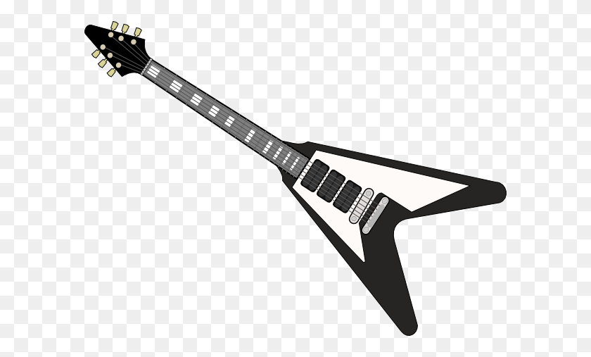 600x447 Black Flying V Guitar Clip Art - Guitar Black And White Clipart