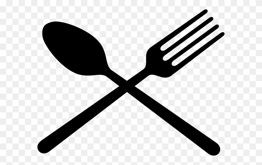 600x469 Black Fork And Spoon Cross Clip Art - Spoon And Fork Clipart