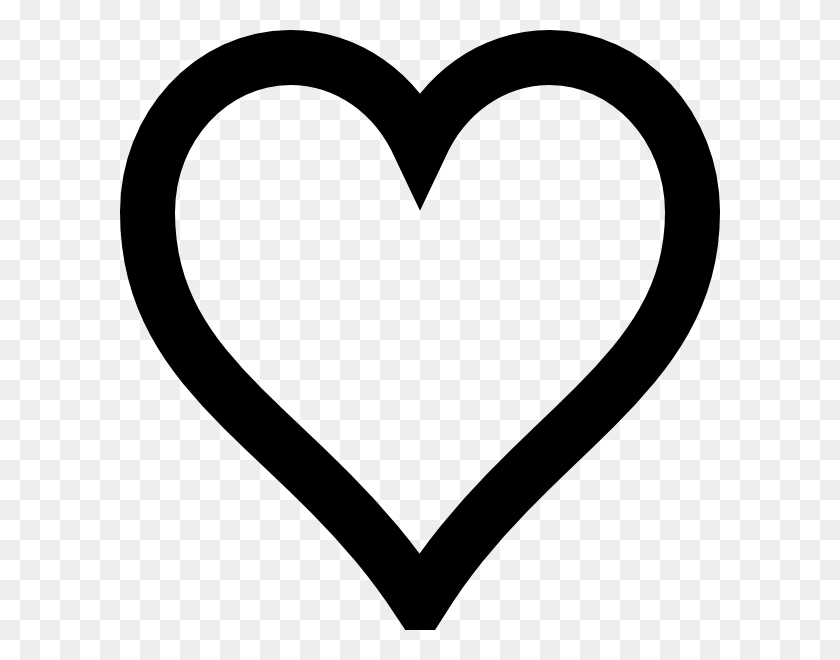 600x600 Черное Сердце Картинки - Контур Сердца Клипарт Черный И Белый