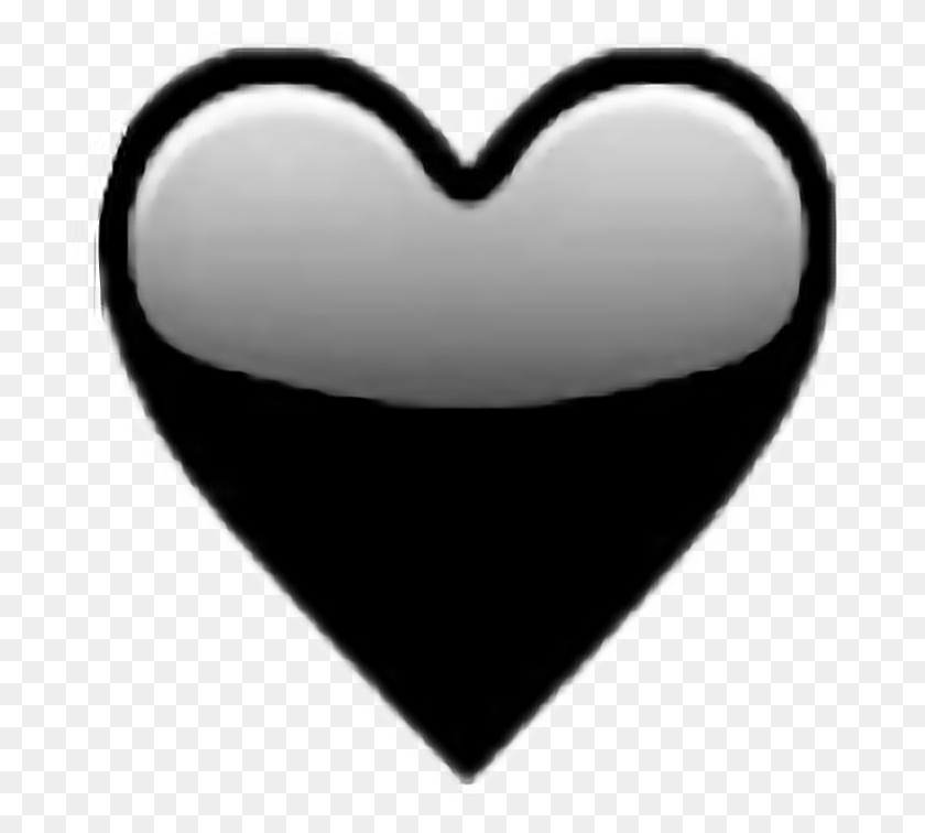708x696 Стикер Emoji Black Heart Easy Freetoedit - Чёрное Сердце Emoji Png