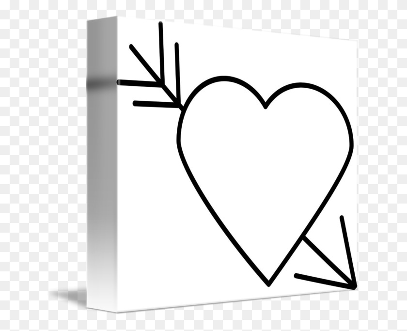 650x623 Black Heart Outline With Arrow Through It - Heart Outline Clipart Black And White