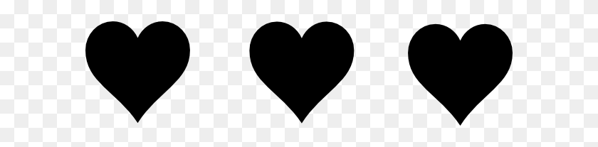 600x147 Черное Сердце Трио Картинки - Вектор Сердца Клипарт