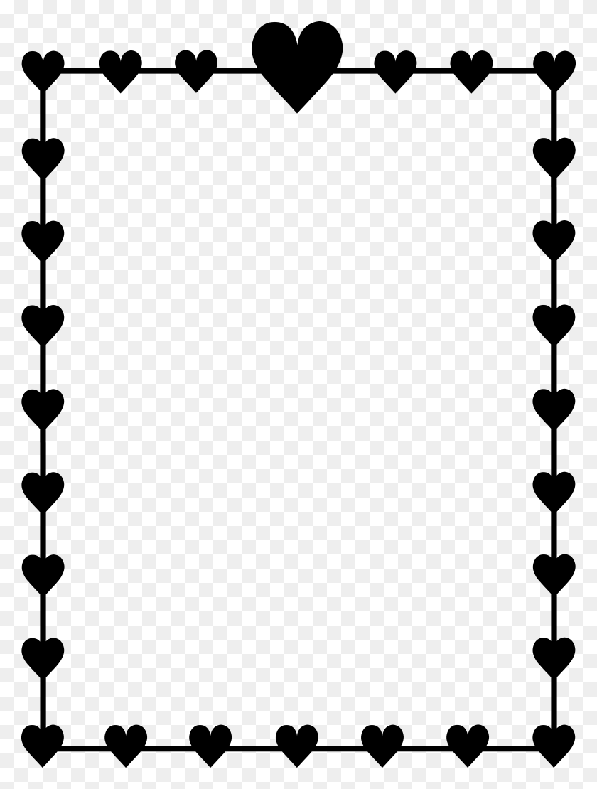 5952x8014 Черные Сердца Границы Кадра Картинки - Простая Рамка Клипарт
