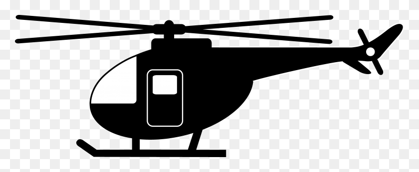 8291x3050 Black Helicopter Silhouette - Aviation Clipart