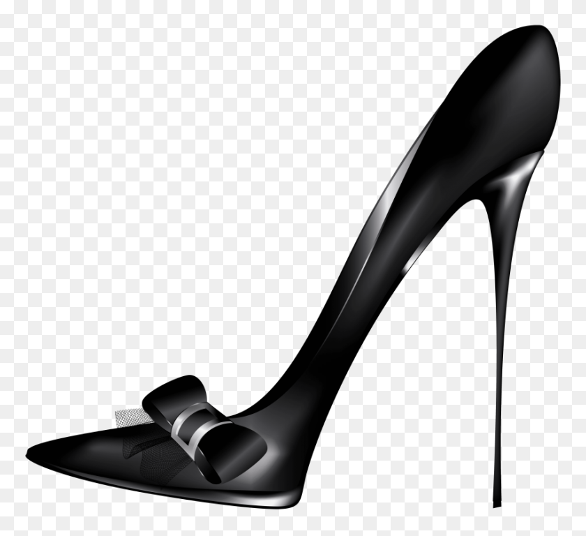 850x772 Black High Heels With Bow Png - Heels PNG