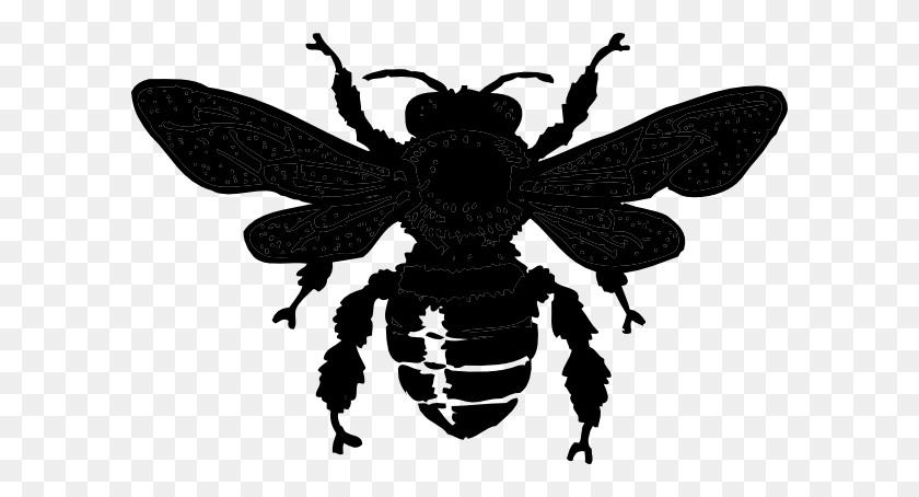 600x394 Black Honey Bee Clip Art - Bumble Bee Clipart Black And White
