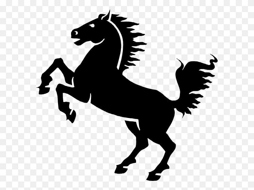 600x568 Black Horse Clip Art Free Vector - New Year Clipart Black And White