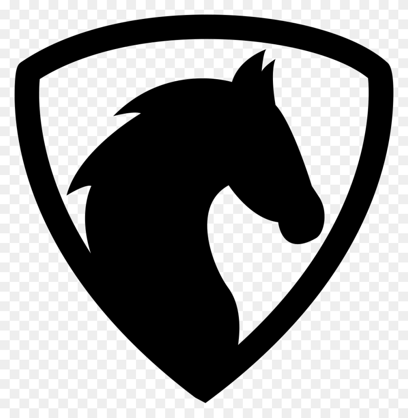 956x981 Black Horse Head In A Shield Png Icon Free Download - Horse Head PNG